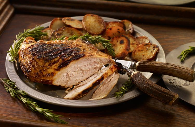 Grilled Turkey with Roast Potatoes