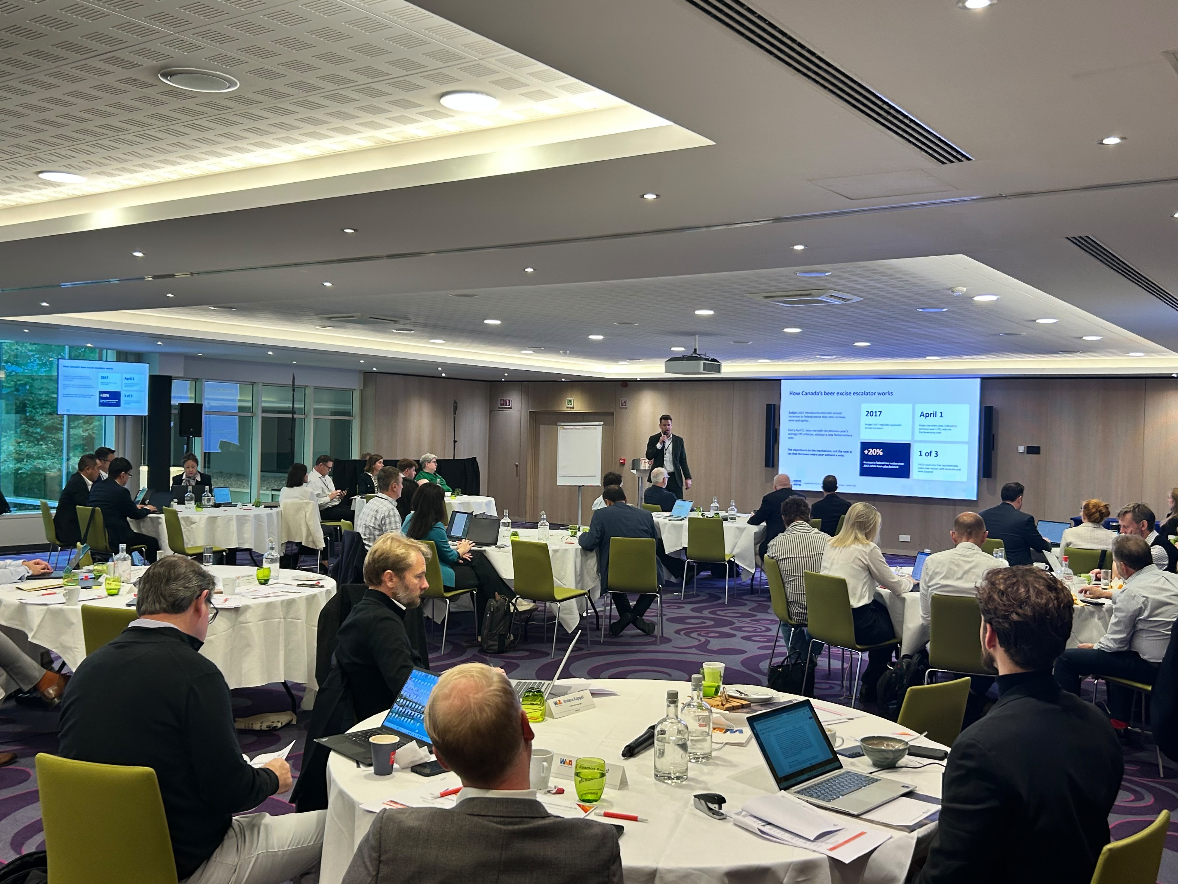 Luke Chapman, Vice President, Federal Affairs, presents on Canada's beer excise tax escalator at the World Brewing Alliance annual meeting in Belgium.